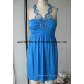 Dress with Gathering on Bust and Trim Along Neckline Fashion Sexy Women Dress